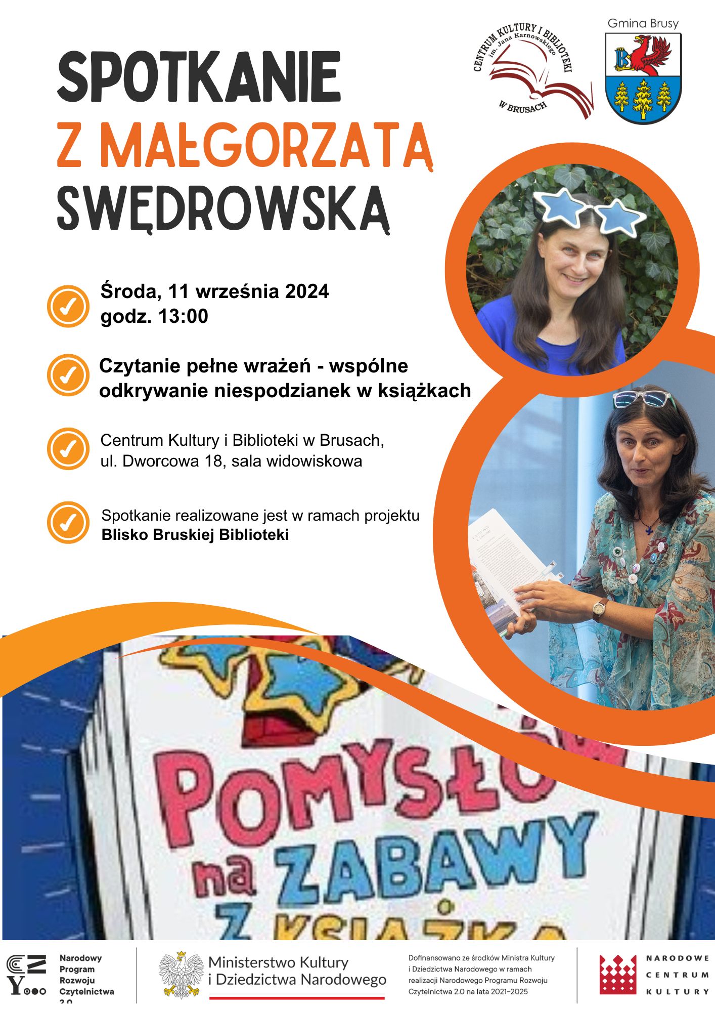 Plakat na spotkanie z Małgorzatą Swędrowską